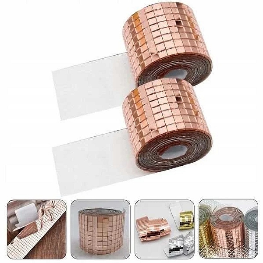 Oem Auksinė stiklo mozaika – ritinėlis 100x4cm 1mm – lipnus 3D mozaikos lipdukas – 4