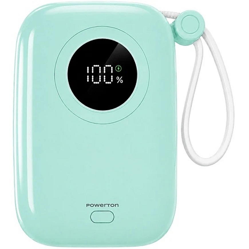 Powerton ENERGY PASTEL EDITION блок питания 10000 мАч, 2x USB-C, 22,5 Вт, встроенные кабели, мятного цвета