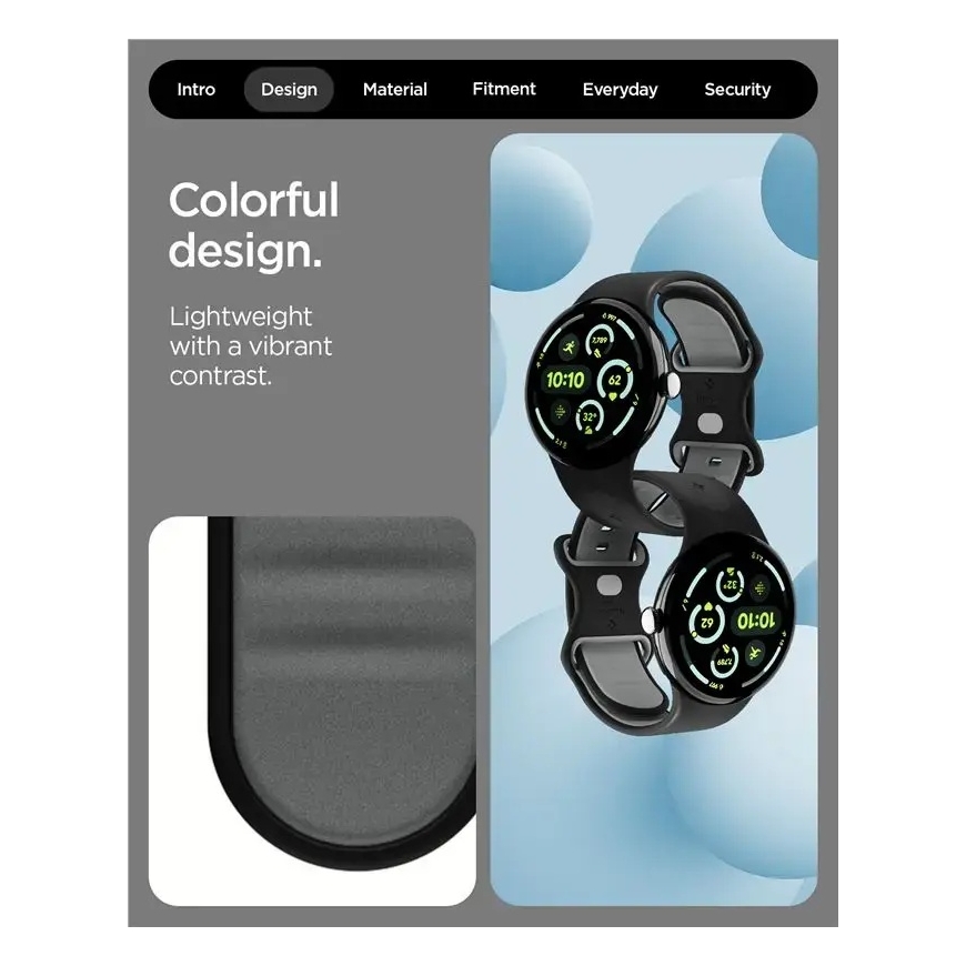 Spigen Nano Pop Band, juodasis sezamas - Google Pixel Watch 5/4/3 45mm – 2