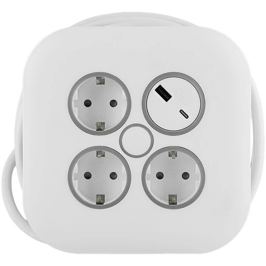 Plastrol Retractable Extension Reel 10 m 31.5 mm², 16 A, with Thermal Protection, 3X SCHUKO Socket Outlets, 1x USB-C, 1x USB-A – 2