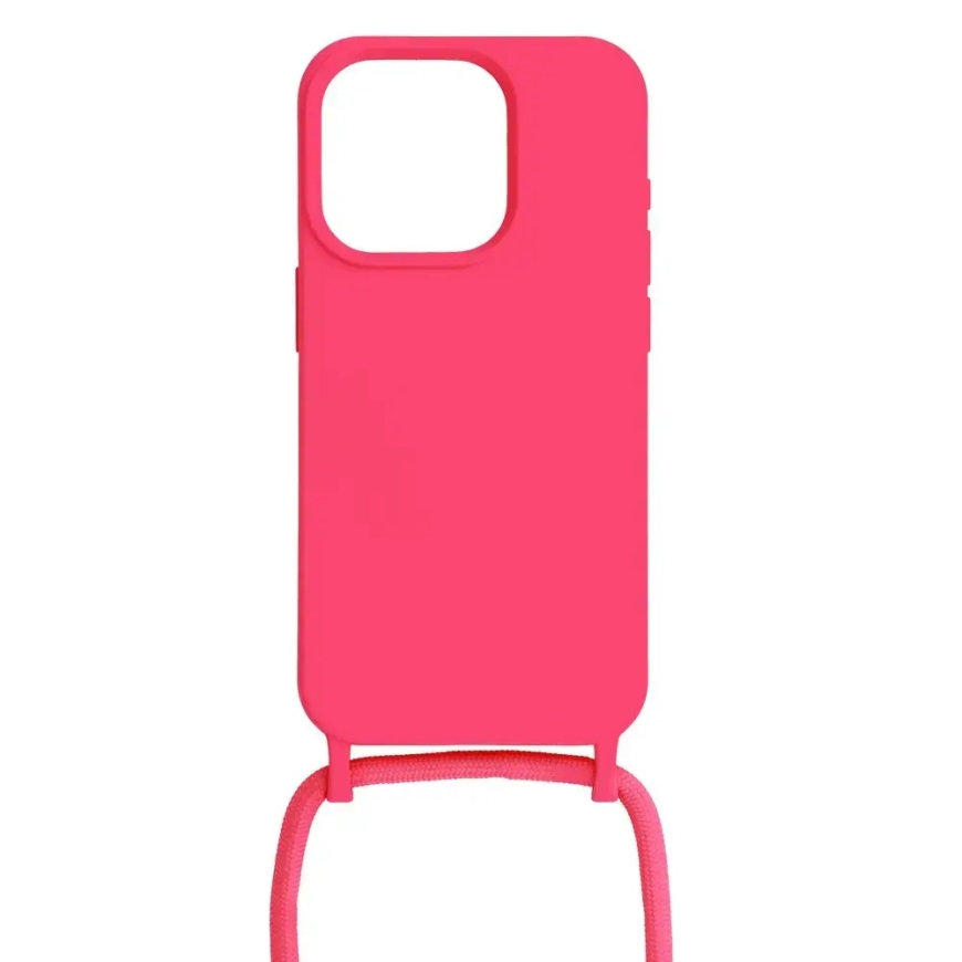 Strap Silicone telefono dėklas iPhone 15 Plus rožinis – 2