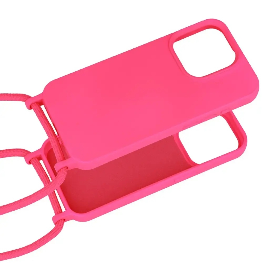 Strap Silicone telefono dėklas iPhone 15 Plus rožinis – 4