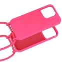 Strap Silicone telefono dėklas iPhone 15 Plus rožinis
