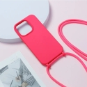 Strap Silicone telefono dėklas iPhone 15 Plus rožinis