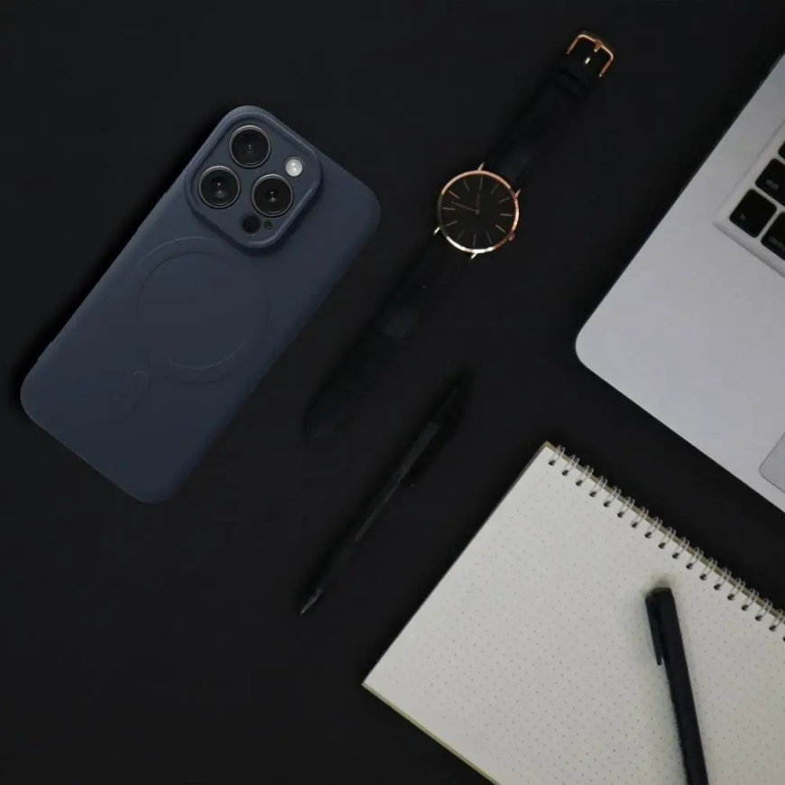 Silicone Mag Cover maciņš ar MagSafe atbalstu telefonam iPhone 15 Pro zils – 4