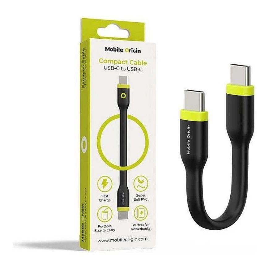 Mobile Origin Kompakti USB-C -USB-C-kaapeli, musta