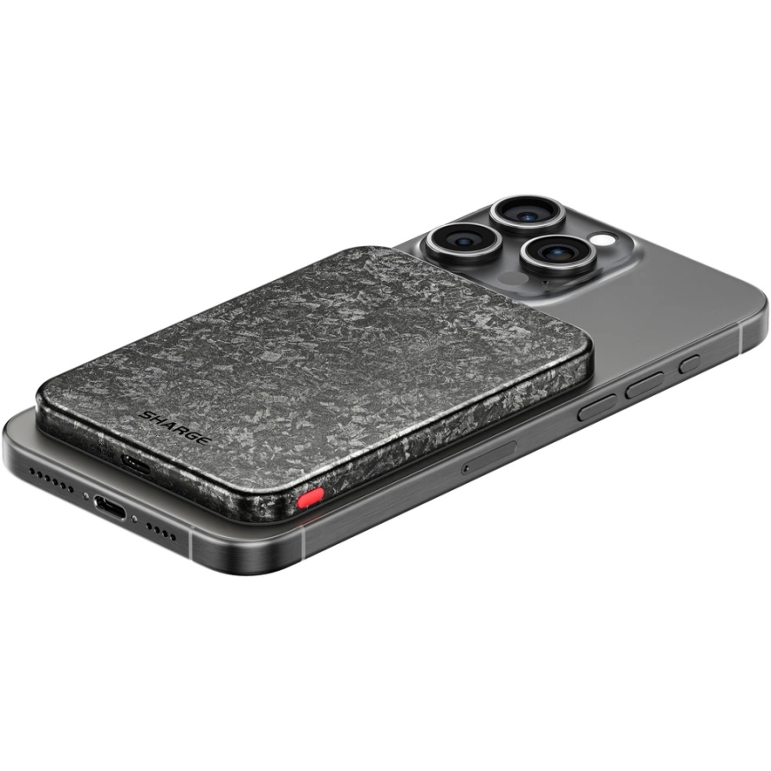 Azo SHARGE CarbonMag 5K pārnēsājamais akumulators, 15W Qi, 20W USB-C - 5,000mAh, melns (YDD-SG-C3TXWCX-HEI) – 2