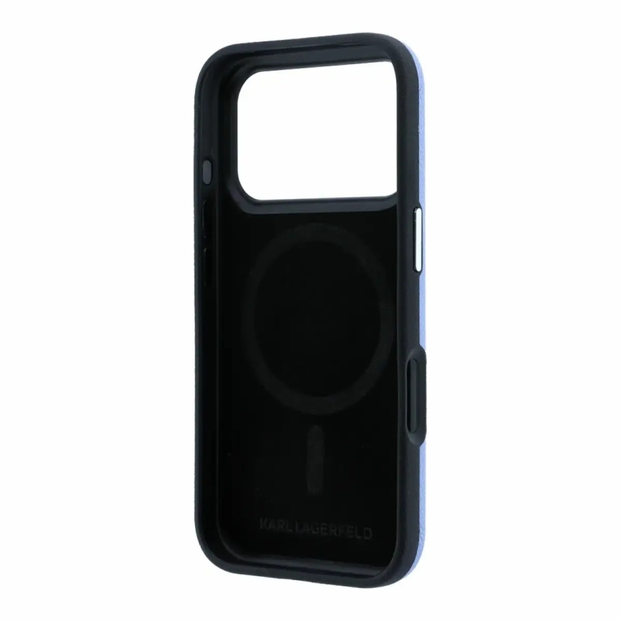 Karl Lagerfeld PU vahapintainen Semi Wrap K&CH Heads MagSafe-kuori iPhone 18 Pro Max sininen – 5
