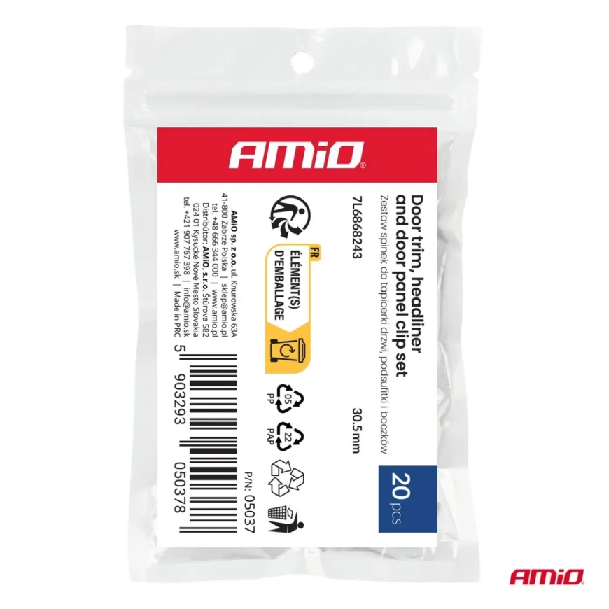 Door trim, headliner and side panel clip set 30.5 mm, 20 pcs. AMIO-05037 – 3