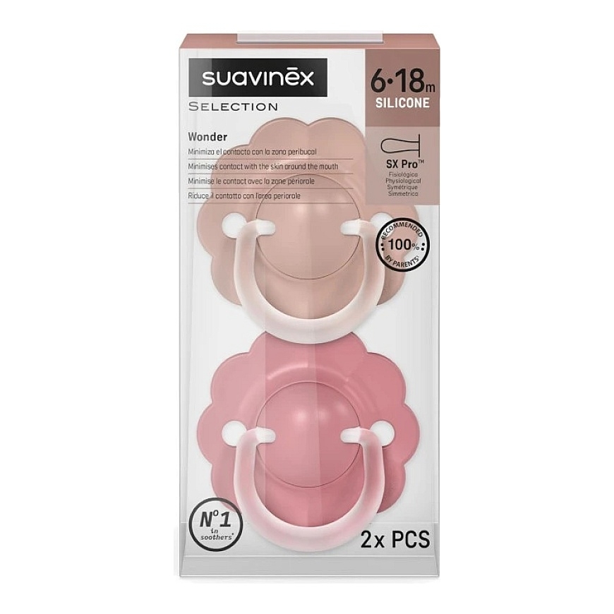 SUAVINEX FÜSIOLÕTLINE IMIKUPUDER SX PRO WONDER, 6-18 KUU, SOFT/DEEP Roosa, 2 TK. – 2