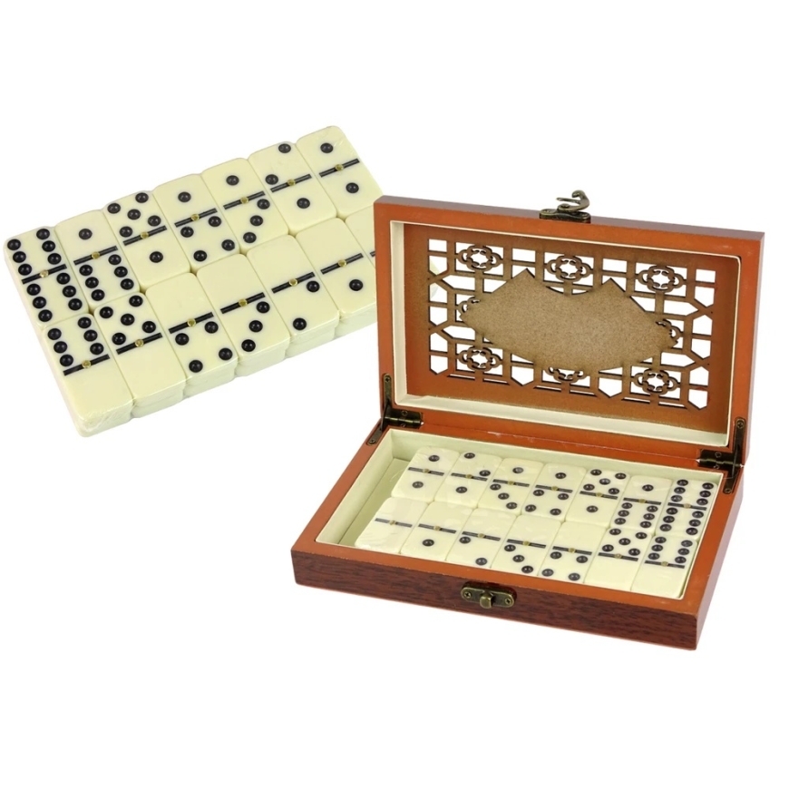 Lean Toys Domino spēle koka kastē, 28 gab.