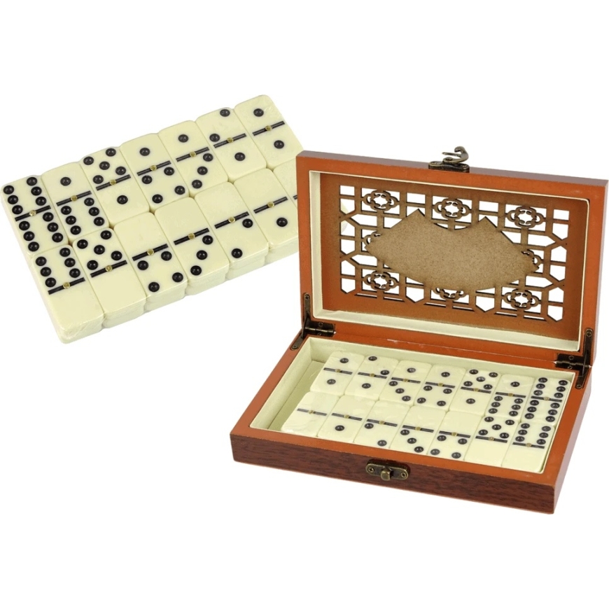 Lean Toys Domino žaidimas medinėje dėžutėje, 28 vnt. – 5