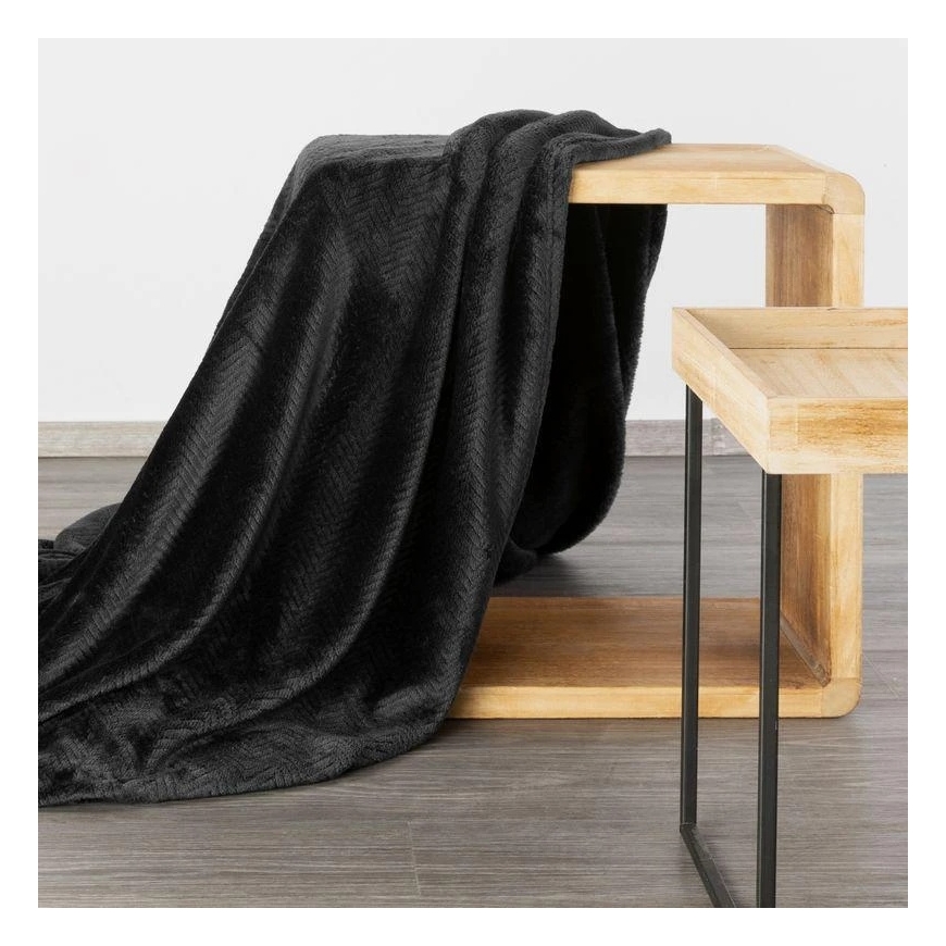 Eurofirany DESIGN 91 CINDY5 Мягкое и нежное одеяло с тисненым узором 'елочка', 170X210 см, цвет: черный