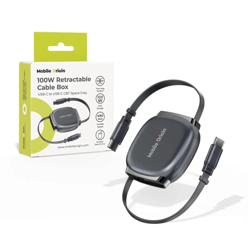 Mobile Origin 100W Kokkutatav Kaablitootja USB-C kuni USB-C CB7 Kosmiline Hall