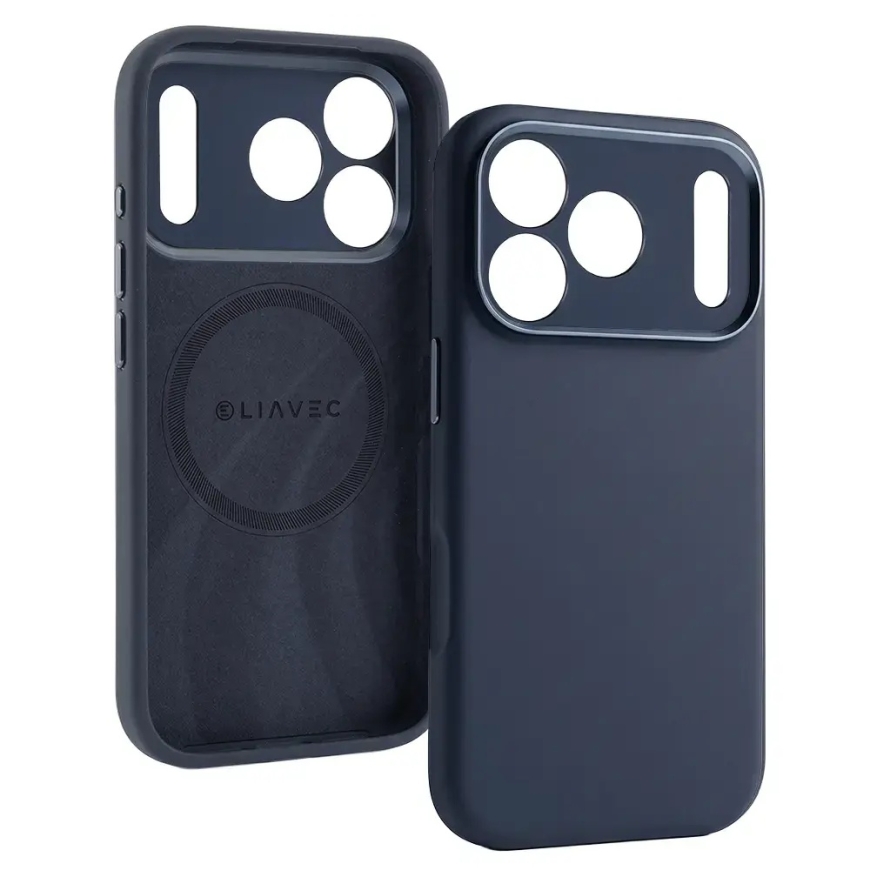 Liavec Silk Shield -puhelimen suojakuori MagSafe-tuesta iPhone 17 Pro:lle tummansinisellä värillä – 2