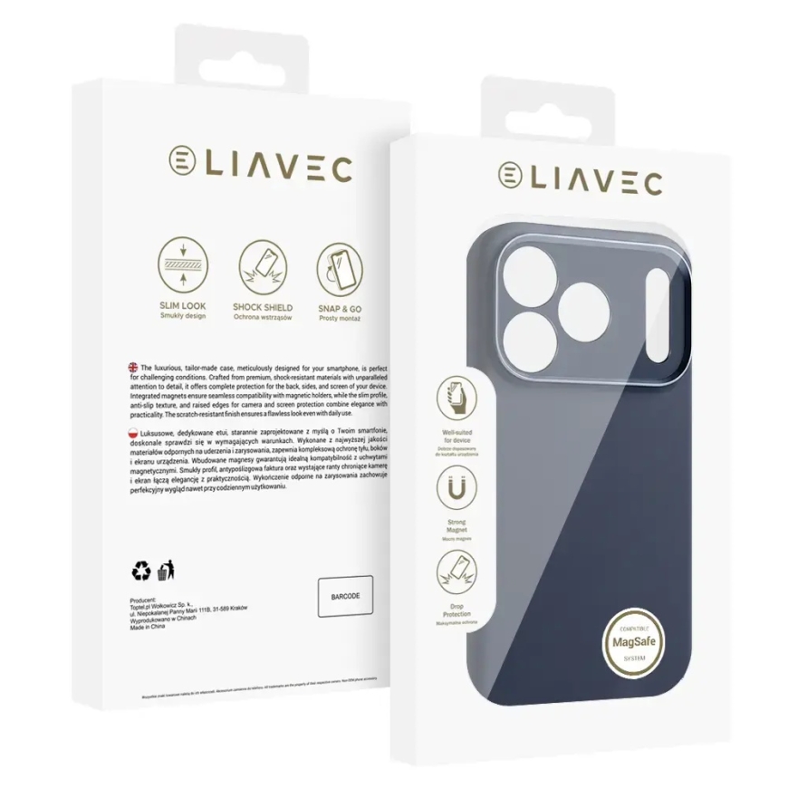 Liavec Silk Shield telefoni ümbris MagSafe toega iPhone 17 Pro tumesinine – 5