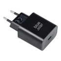 Blue Star TFB-TC-25WPD kelioninis įkroviklis | 25W | PD, QC | USB-C | su USB-C į USB-C laidu komplekte | juodas Blue Star TFB-TC-25WPD kelioninis įkroviklis | 25W | PD, QC | USB-C | su USB-C į USB-C laidu komplekte | juodas