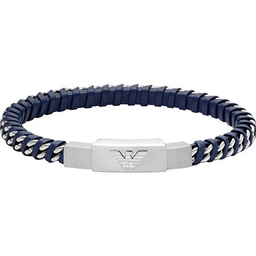 Armani Designer Leather Blue Bracelet EGS3319040