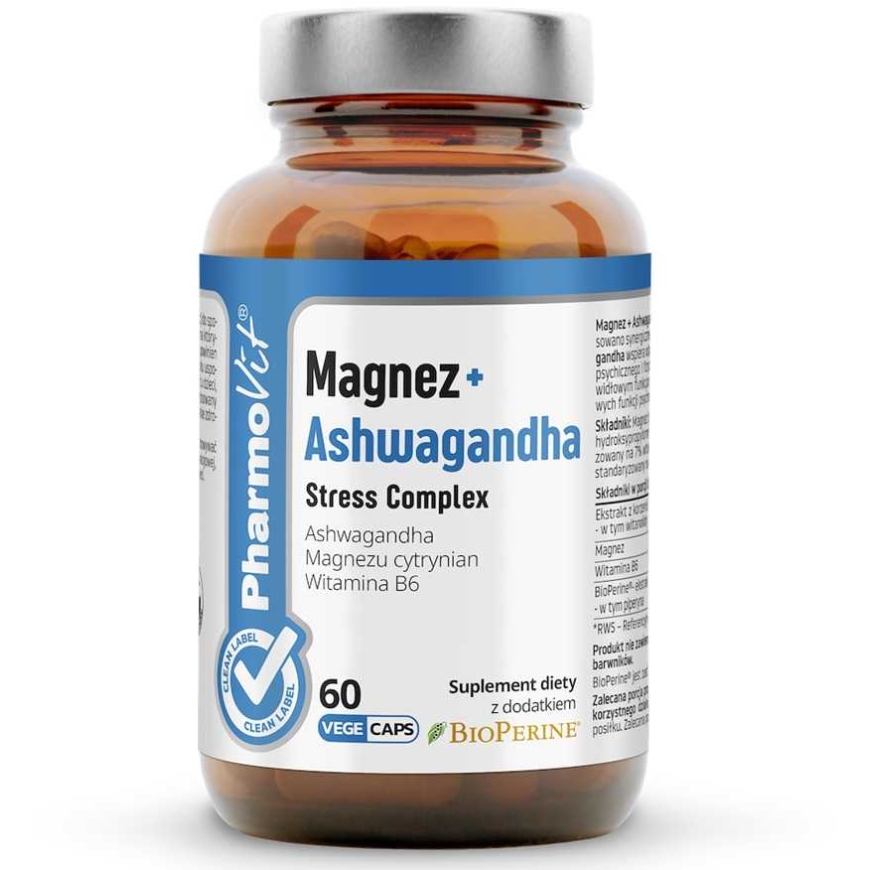 Pharmovit Magnio ja Ashwagandha stressi kompleks toidulisand, 60 kapslit