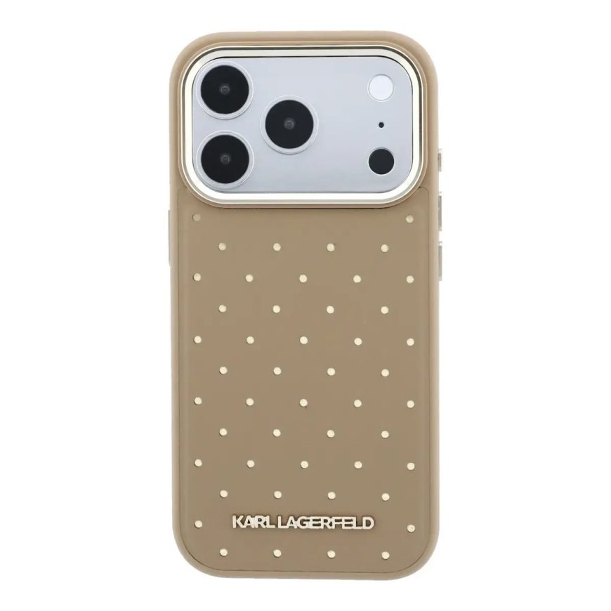 Karl Lagerfeld PU Perforated Gold Dots telefono dėklas su MagSafe palaikymu iPhone 17 Pro Max smėlio spalvos – 2