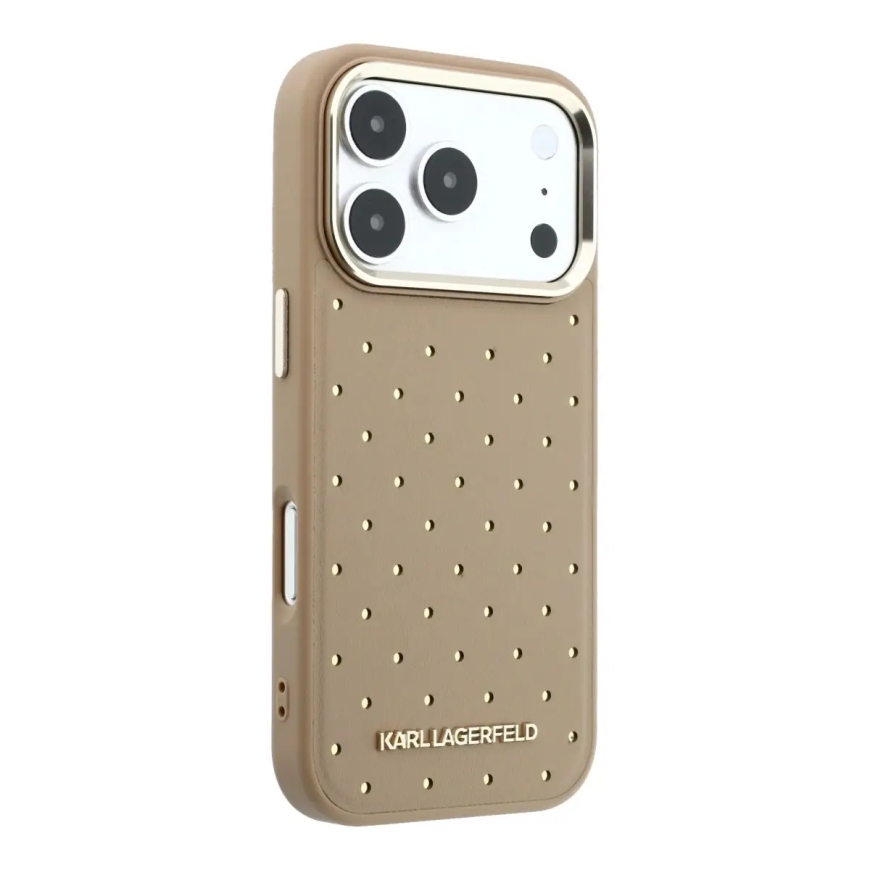 Karl Lagerfeld PU Perforated Gold Dots phone case with MagSafe support for iPhone 17 Pro Max beige – 3