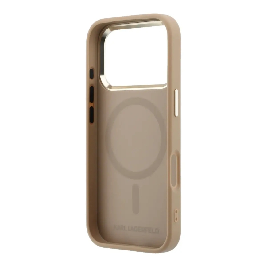 Karl Lagerfeld PU Perforated Gold Dots maciņš ar MagSafe atbalstu telefonam iPhone 17 Pro Max bēšs – 5