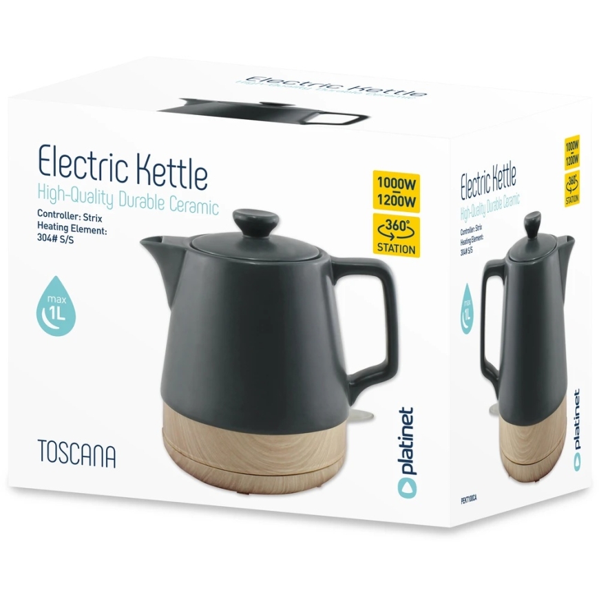 Elektriskais tējkanna - Platinet PEKT100CA 1 L 1200 W Pelēks – 2