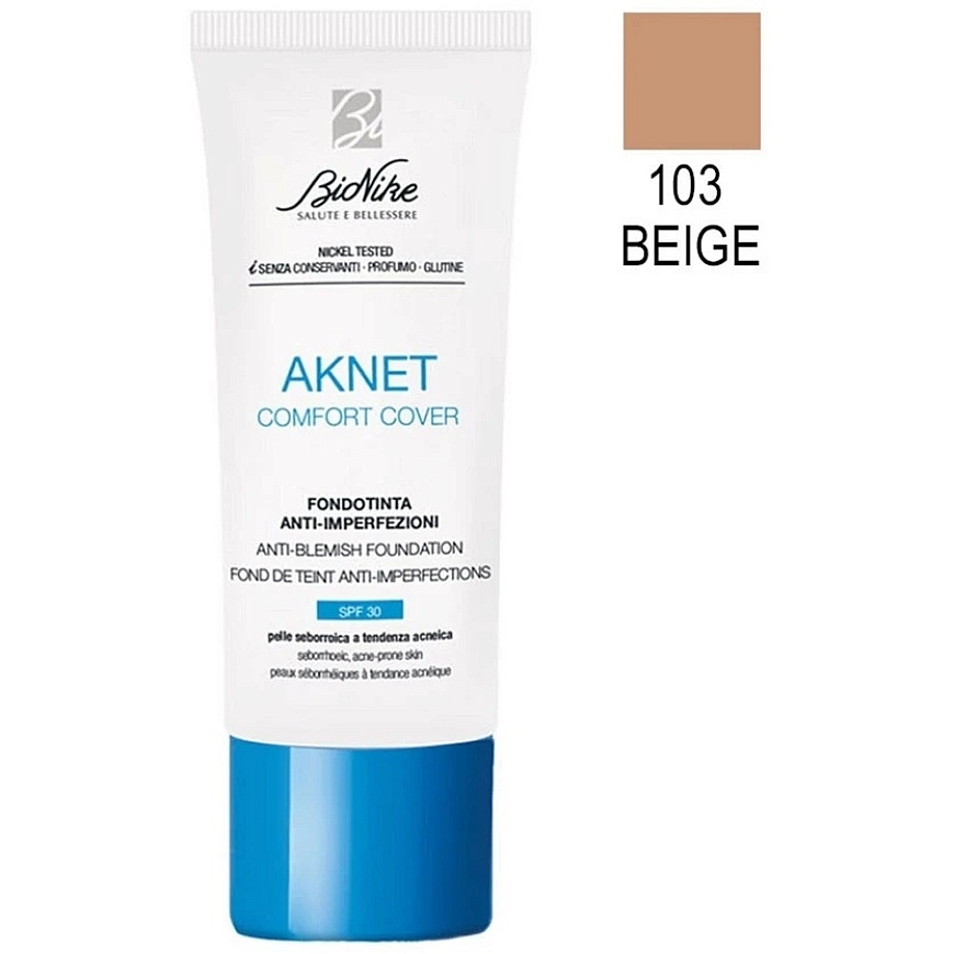 BioNike Comfort Cover Matte & Covering Liquid Foundation 103 rusvai gelsvas SPF 30, 30 ml