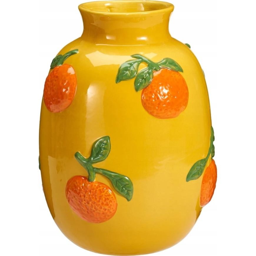 Kodu stiilijoonise Kuldne lillevaas oranži mustriga GORT, Ø 17 x 25 cm, kollane – 4