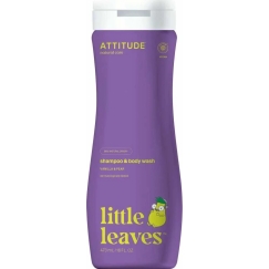Attitude, "Little Leaves", 2-in-1 laundry liquid and shampoo, pear nectar and vanilla, 473 ml