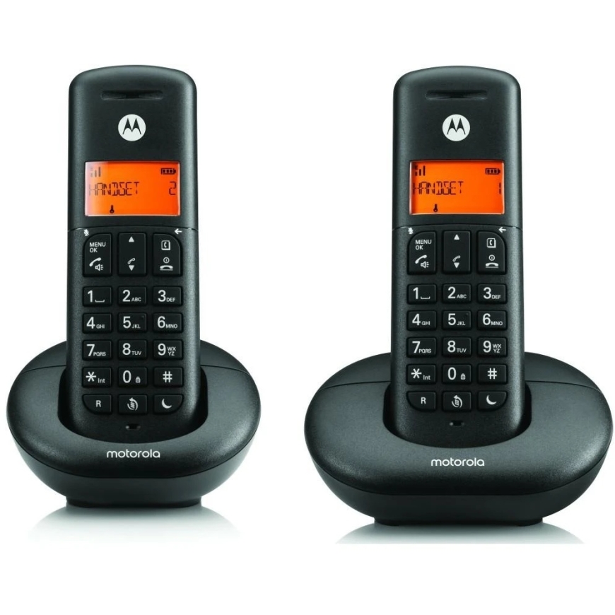 Motorola E202 belaidžių stacionarių telefonų rinkinys, 2 vnt., juodos spalvos – 2