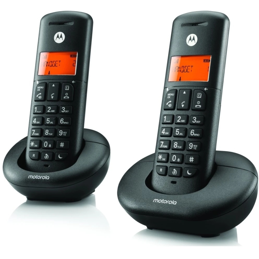 Motorola E202 belaidžių stacionarių telefonų rinkinys, 2 vnt., juodos spalvos – 3