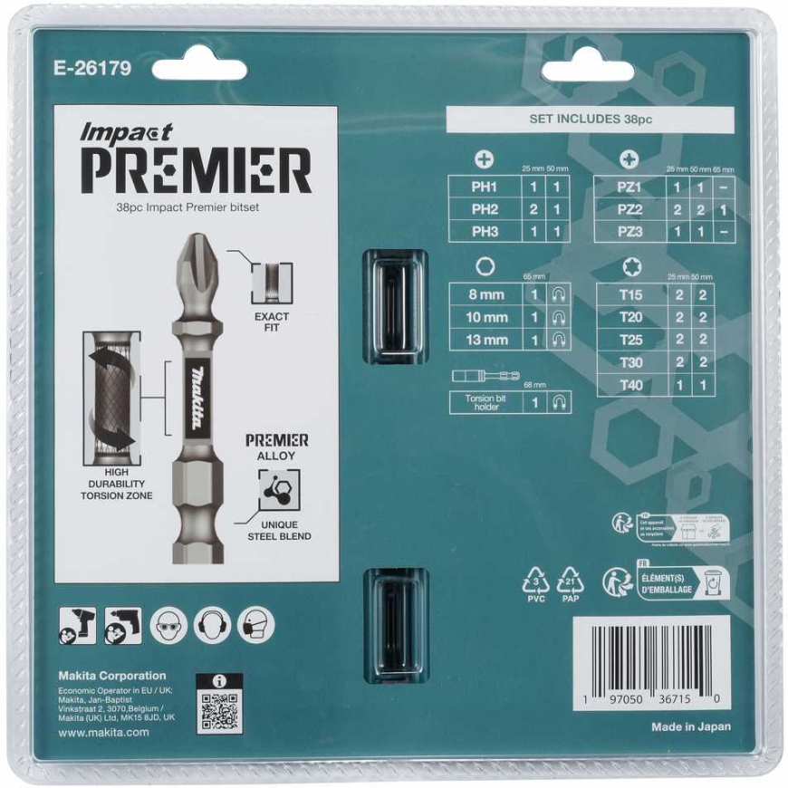 Makita Impact PREMIER -ruuvimeisselin pääsarja, 38 kpl. E-26179 – 3