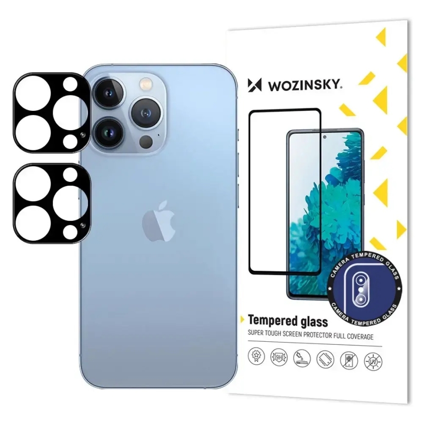 Wozinsky Полное стекло камеры для iPhone 17 Pro, черное, набор из 2 штук