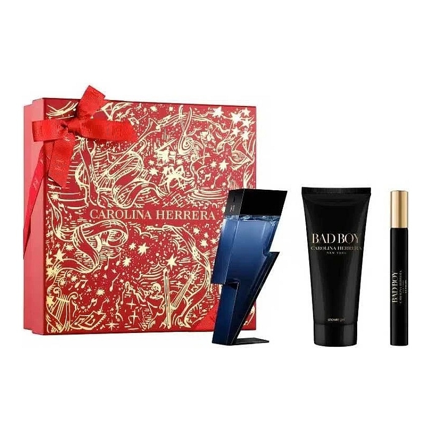 Carolina Herrera Bad Boy kingituskomplekt meestele (50 ml EDT + 10 ml EDT + 100 ml dušigeel)