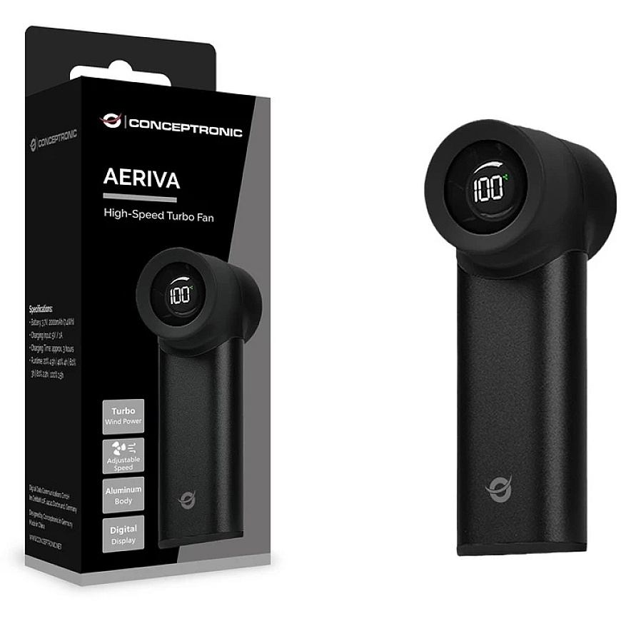 Carruzzo Conceptronic AERIVA02B asmeninis rankinis purkštuvas ir (arba) ventiliatorius Juoda Rankinis ventiliatorius