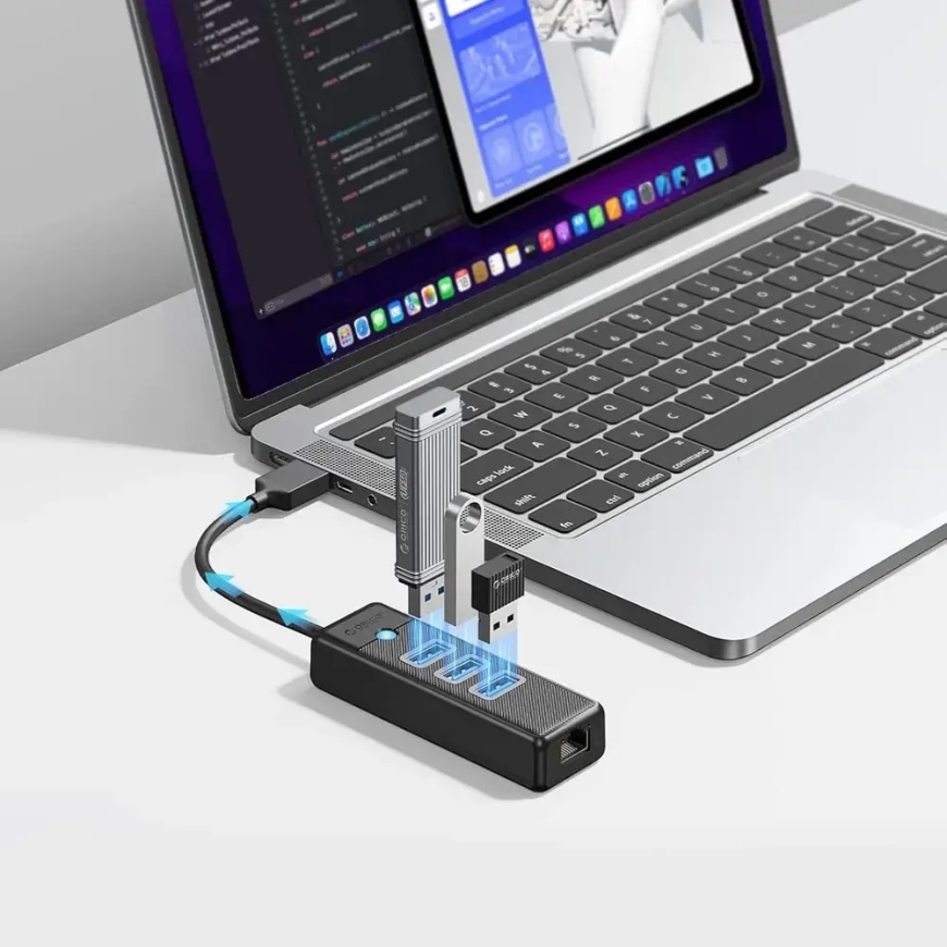 Orico PW3UR25-U3 šakotuvas USB-C į USB 3.0 | RJ45 | juodas – 3