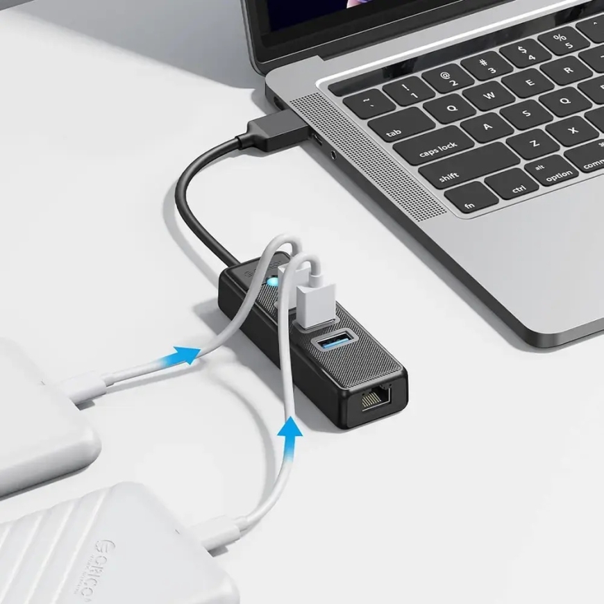 Orico PW3UR25-U3 šakotuvas USB-C į USB 3.0 | RJ45 | juodas – 5