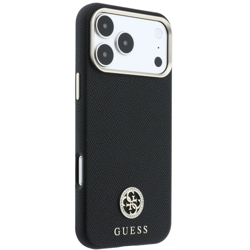 Guess Grained Round Strass Logo MagSafe Case for iPhone 18 Pro / 17 Pro - Black – 5