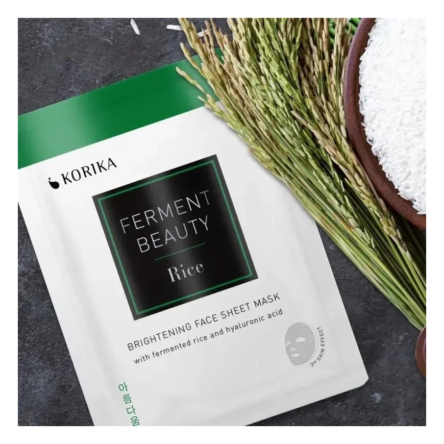 Korika „FermentBeauty Rice Brightening“ lakštinė veido kaukė (šviesinamoji lakštinė kaukė) 20 g – 3