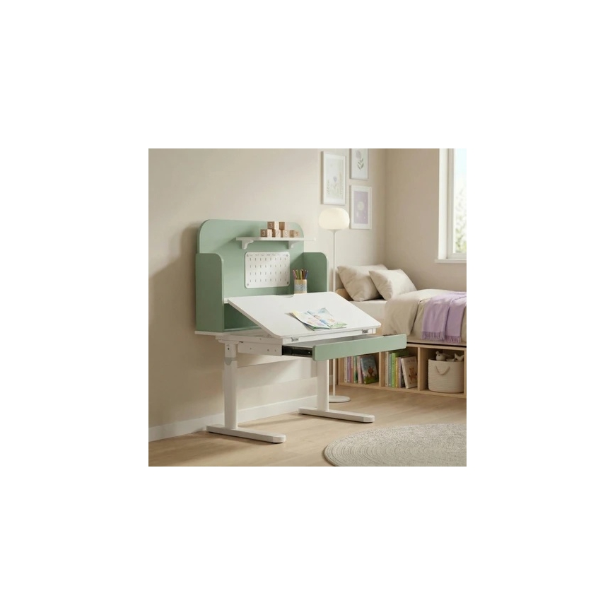 Spacetronik Adjustable Children's Writing Desk with Top Shelf, 80 × 60 cm, Green – 2