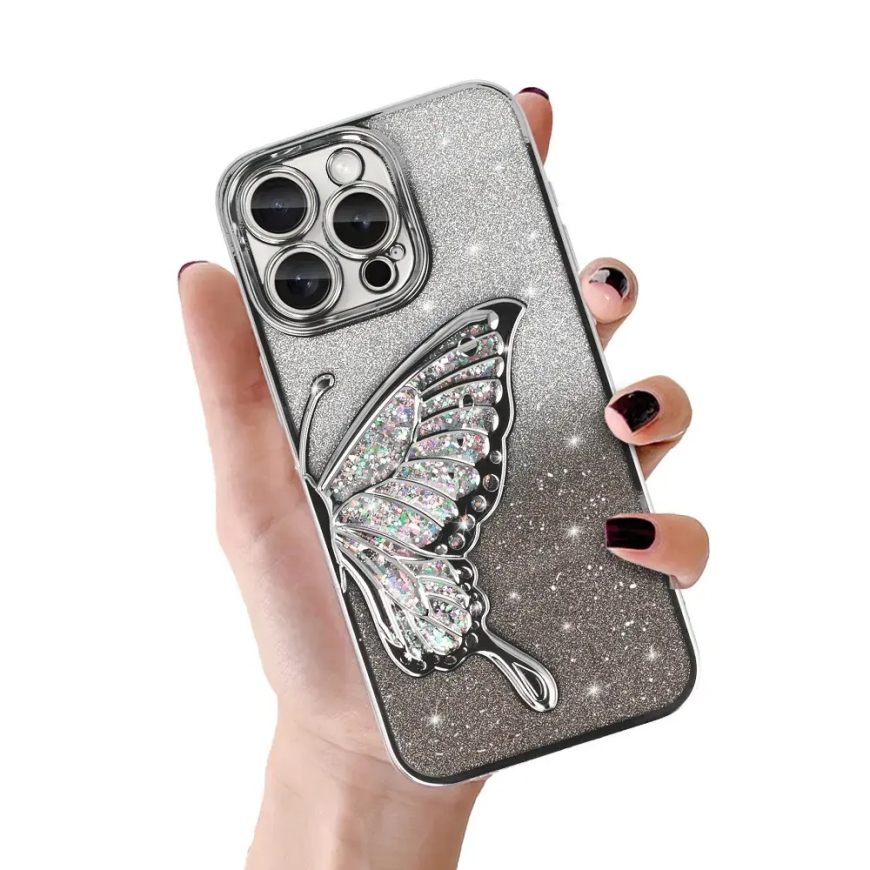 Tel Protect Butterfly Water telefoni ümbris iPhone 13 Pro hõbedane