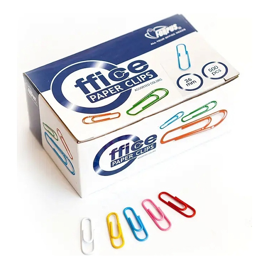 Paper clips 25mm, 500pcs/box, colored (99073-4G COLOUR)