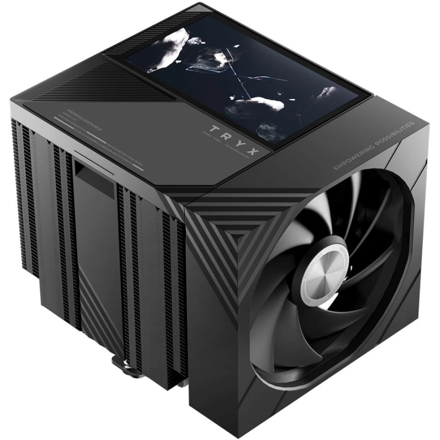 TRYX TURRIS T620 CPU Air Cooler, Dual-Tower, with 5-Inch Screen – 120mm, Black