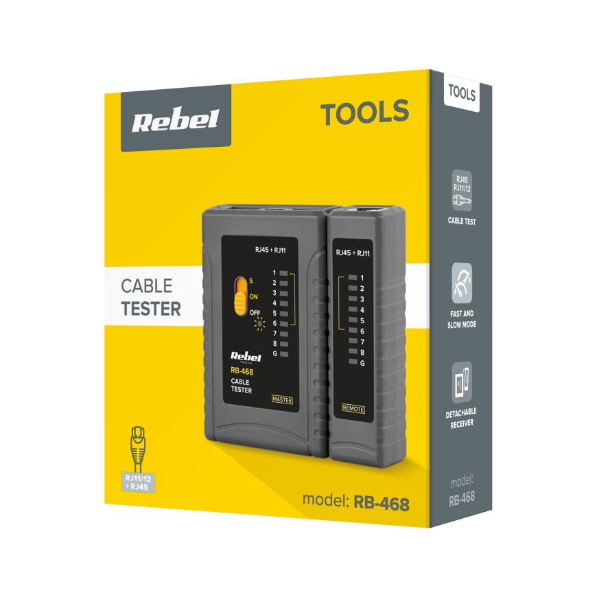 RJ11 / RJ45 cable tester - Rebel RB-468 – 4