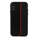 MOTO CARBON lieta Samsung Galaxy A6 Plus 2018 melnā ar sarkano svītru MOTO CARBON lieta Samsung Galaxy A6 Plus 2018 melnā ar sarkano svītru