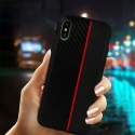 MOTO CARBON dėklas Samsung Galaxy A6 Plus 2018 juodas su raudona juostele MOTO CARBON dėklas Samsung Galaxy A6 Plus 2018 juodas su raudona juostele