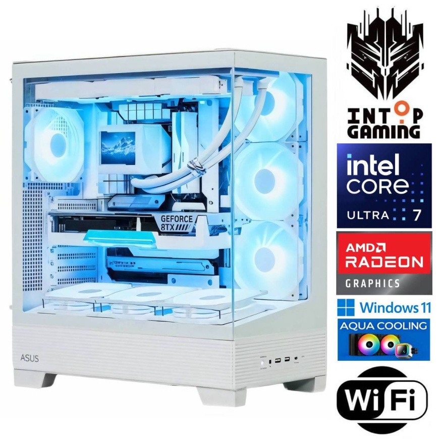 INTOP AQUA Ultra 7 270K Plus 64GB DDR5 1TB SSD M.2 NVME RX9060XT 16GB WiFi WIN11Pro
