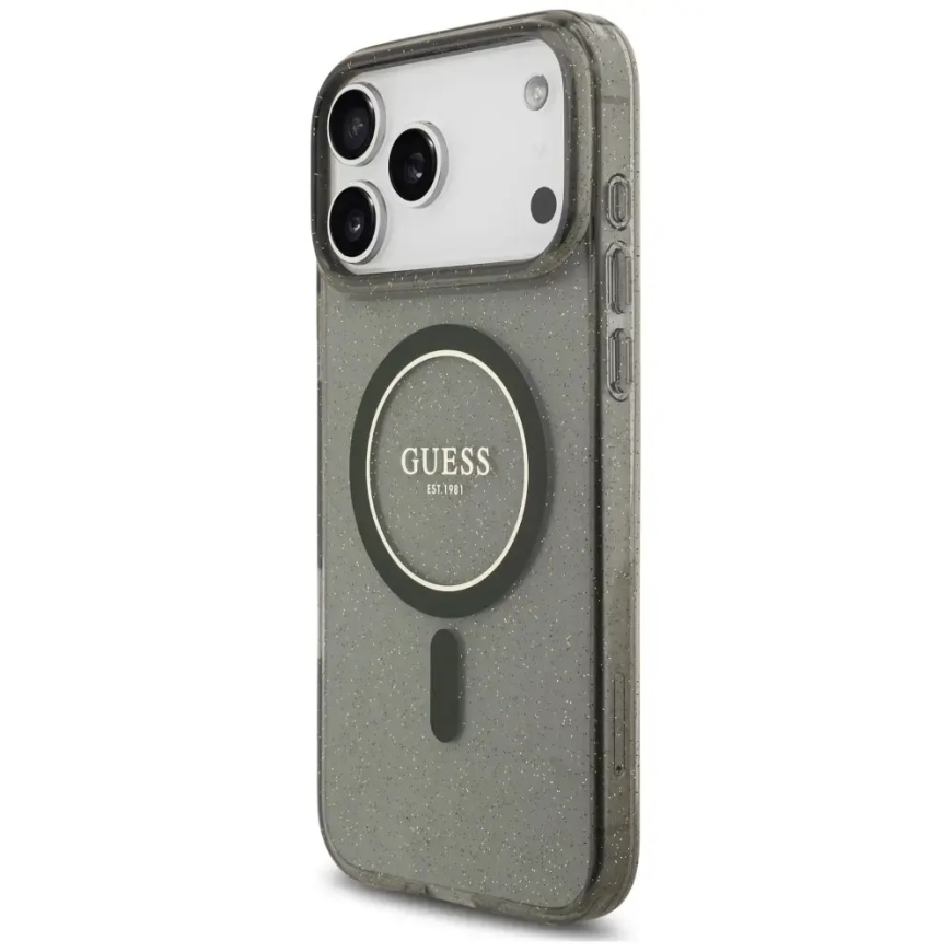 Aizsargapvalks Guess IML Glitter Pearl Strap MagSafe iPhone 18 Pro Max / 17 Pro Max melns – 3