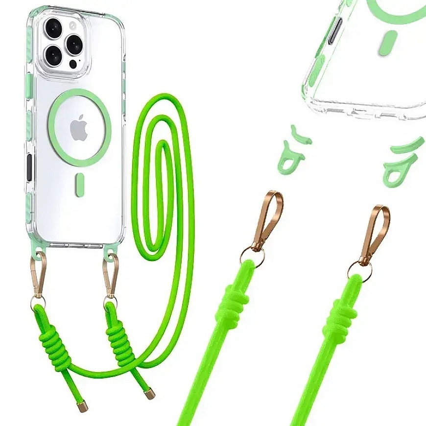 Tel Protect Strap Clear чехол для телефона iPhone 16 Pro зелёный